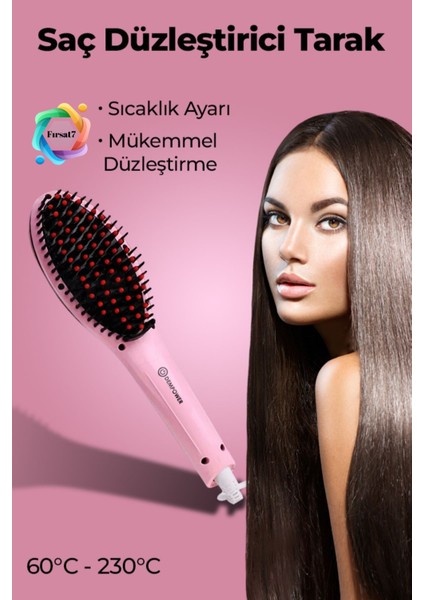 Elektrikli Saç Düzleştirici Tarak Fast Hair Straightener Pratik Pembe Saç Kurutma Tarağı Düzleştirme fiyatları