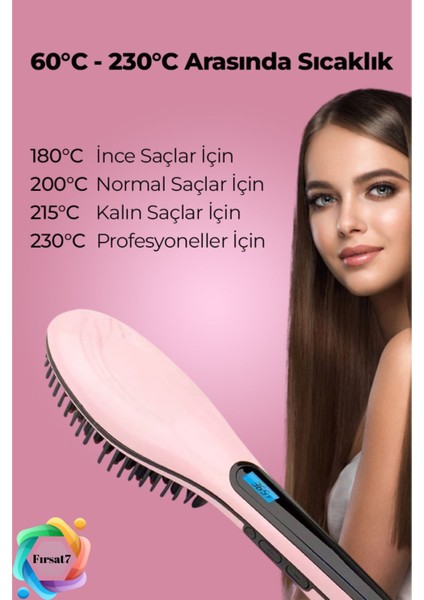Elektrikli Saç Düzleştirici Tarak Fast Hair Straightener Pratik Pembe Saç Kurutma Tarağı Düzleştirme modelleri