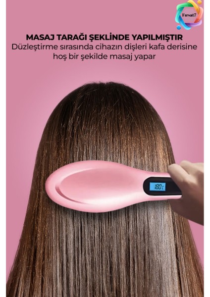 Elektrikli Saç Düzleştirici Tarak Fast Hair Straightener Pratik Pembe Saç Kurutma Tarağı Düzleştirme fırsatları
