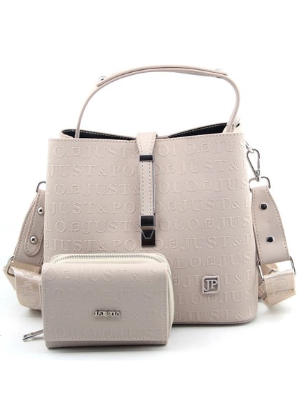 Kadın Krem Taba 3 Bölmeli Orta Boy Omuz Çantası ve Cüzdanı Kombin MH4002MH modelleri