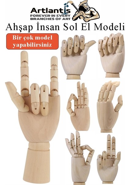 Ahşap El Modeli 25 cm ve A3 Eskiz Defteri Modelleme Seti 1 Paket Dereceli Kalem Karakalem Dağıtma Hamur Silgi Kalemtraş indirimleri