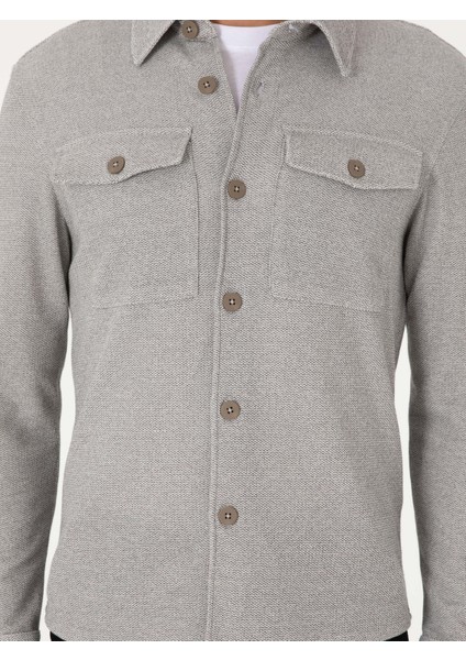 Erkek Gri Regular Fit Ceket Gömlek 50301594-VR024