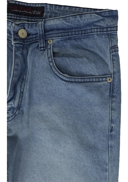 Hacker Fistan Store Erkek Buz Mavisi Yüksek Bel Rahat Kesim Boru Paça Büyük Beden Jean Pantolon modelleri
