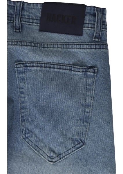 Hacker Fistan Store Erkek Buz Mavisi Yüksek Bel Rahat Kesim Boru Paça Büyük Beden Jean Pantolon fırsatları