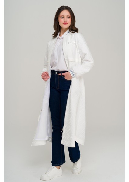 Ribana ve Taş Detaylı Kapitone Desenli Hafif Kap Ekru 6702 fırsatları