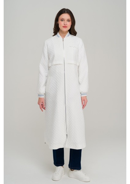 Ribana ve Taş Detaylı Kapitone Desenli Hafif Kap Ekru 6702 indirimleri