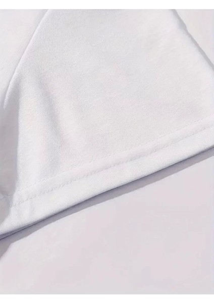 Brooklyn Harf Baskılı Düşük Omuzlu T-Shirt, Rahat Kısa Kollu Bol T-Shirt, Kadın Giyim - Beyaz fırsatları