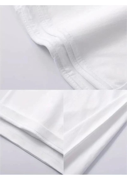 20/1 Penye Compack Bisiklet Yaka Kore Tarzı Sevimli Ayı Baskı Kısa Kol Erkek T-Shirt - Beyaz