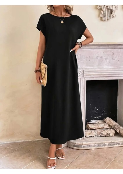 Kadın Uzun Kollu Yakası Açık Viskon Elbise fiyatları