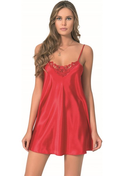 Aria's Closet Kırmızı kısa Saten Gecelik