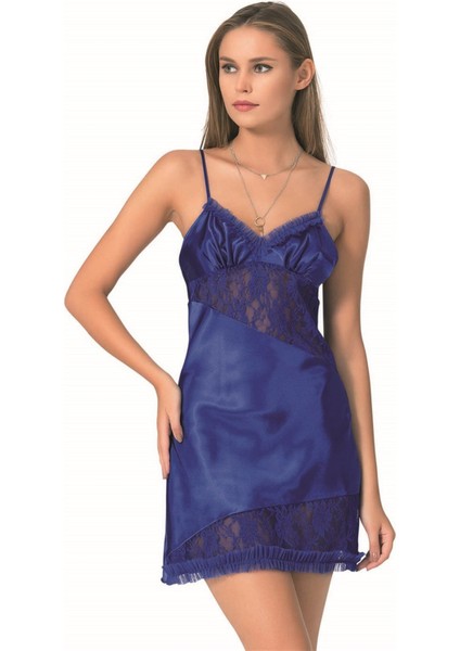 Aria's Closet Saks Kısa Saten Gecelik