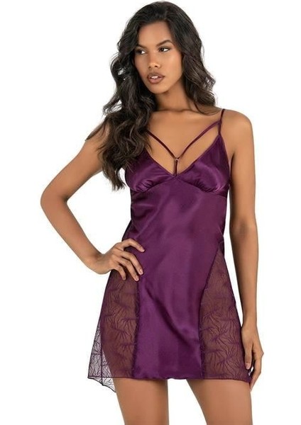 Aria's Closet Mor Kısa Saten Gecelik 8233