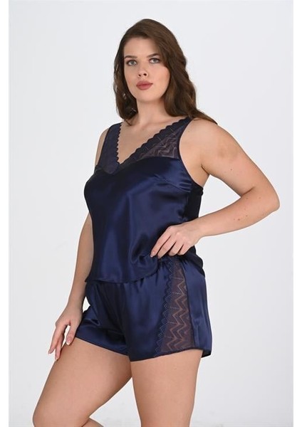 Aria's Closet Büyük Beden Lacivert Şort Takımı