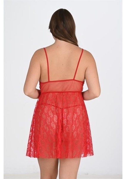 Aria's Closet Büyük Beden Kırmızı Gecelik 3040