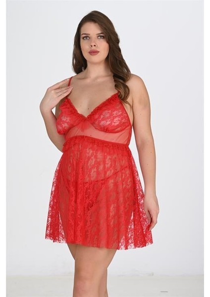 Aria's Closet Büyük Beden Kırmızı Gecelik 3040