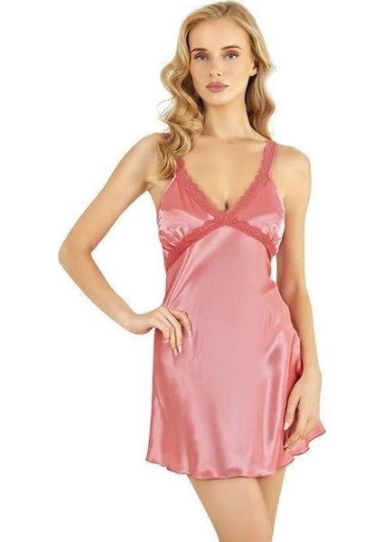 Aria's Closet Mercan Kısa Saten Gecelik 8226