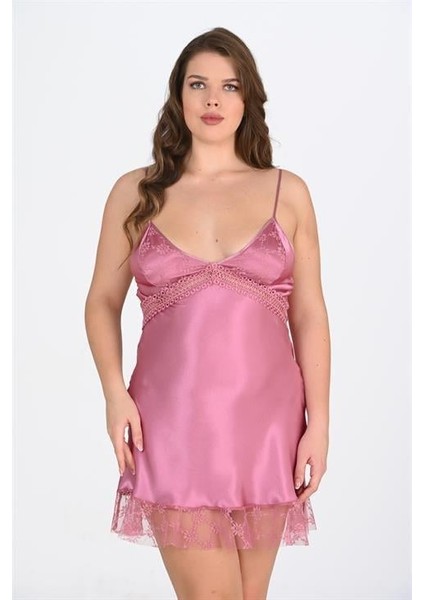 Aria's Closet Büyük Beden Gülkurusu Gecelik
