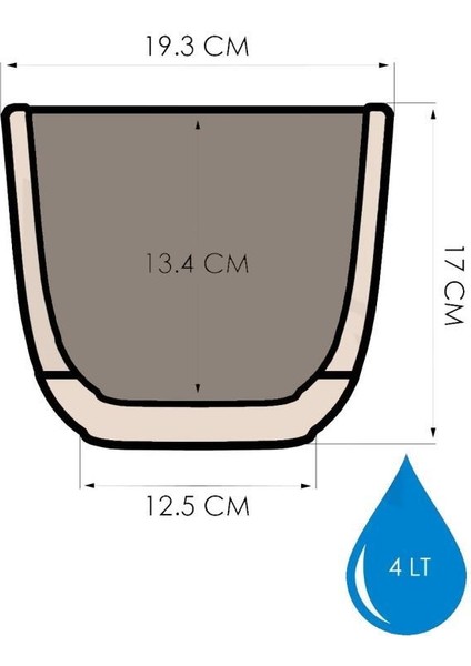 KRS-384 Dekoratif Plastik Mercan Kare Saksı 4 Lt 6 Renk Set