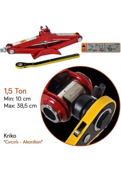 Ds 9 2021-2022-2023-2024-2025 Oto Kriko 1.5 Ton Evrensel Siyah/kırmızı