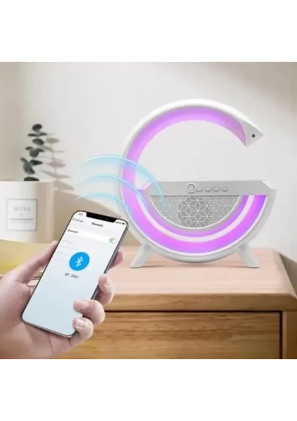 Kablosuz Şarj Standlı Rgb Hoparlör Hızlı Şarj Bluetooth 7 Renk LED Işık Sd Kart Fm Radyo Ses Bombası modelleri