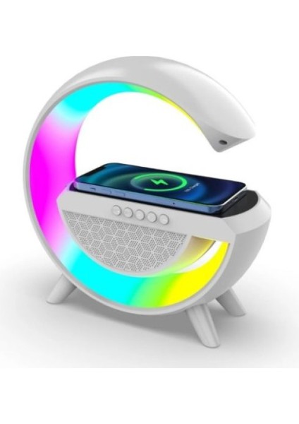 Kablosuz Şarj Standlı Rgb Hoparlör Hızlı Şarj Bluetooth 7 Renk LED Işık Sd Kart Fm Radyo Ses Bombası fırsatları