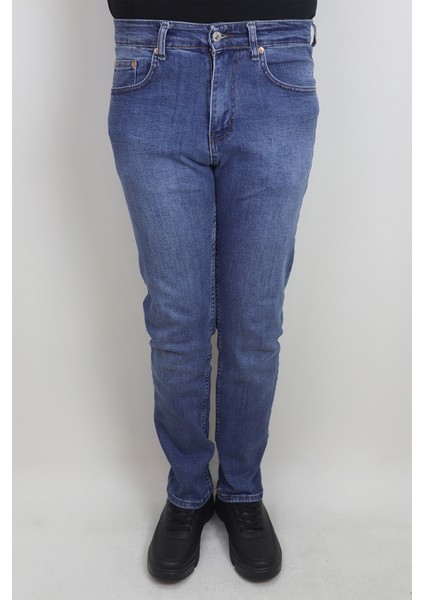 Fistan Store Erkek Mavi Normal Bel Rahat Kesim Dar Paça Jean Pantolon