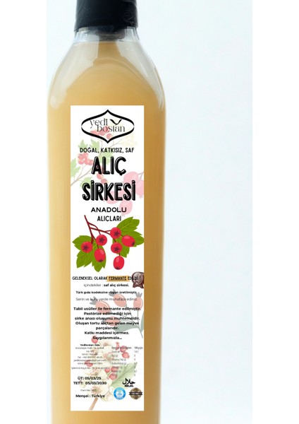 Yedibostan Doğal Fermante Alıç Sirkesi 500 ml
