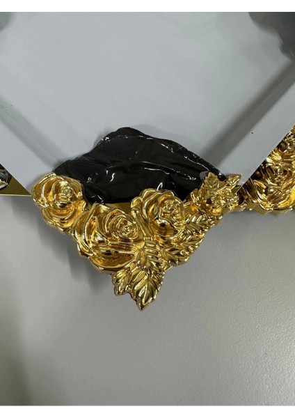 Paslanmaz Gold Gül Detaylı Kahve Pasta Sunum Tepsisi 6lı