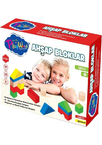 29 Parça Ahşap Eğitici Bloklar Doğal Oyuncak