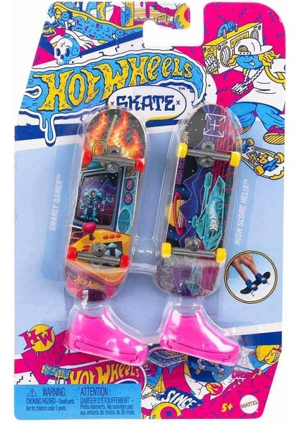 HXL17 Hot Wheels Skate Retro Temalı Ikili Parmak Kaykay ve Ayakkabı Paketi