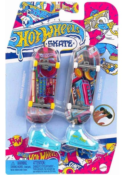 HXL17 Hot Wheels Skate Retro Temalı Ikili Parmak Kaykay ve Ayakkabı Paketi
