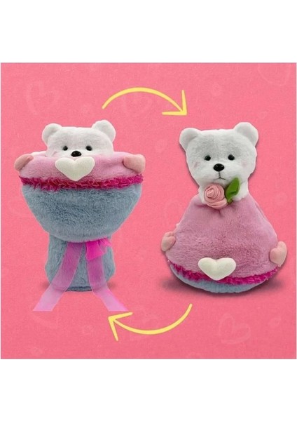 Sevgi Buketi Peluş Ayıcıklı Peluş Çiçek Buketi 40 cm
