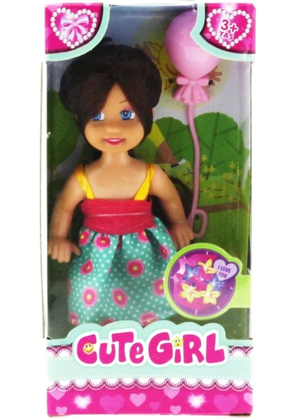 Cute Girl Pembe Balonlu Kumral Mini Bebek