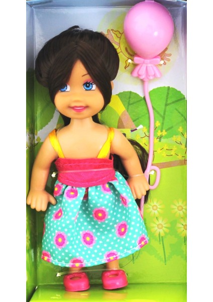 Cute Girl Pembe Balonlu Kumral Mini Bebek