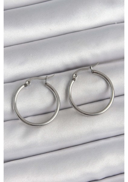 316 Çelik Gümüş Renk 22 mm Halka Model Kadın Küpe - TJ-BKP10513