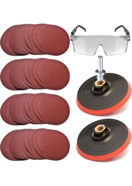 Cırt Zımpara Seti + Matkap Aparatı + Gözlük 115 Mm(40 Parça)