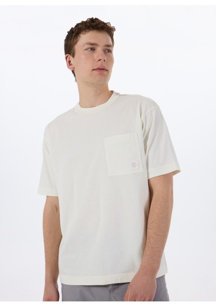 Bisiklet Yaka Ekru Erkek T-Shirt Te_cotton