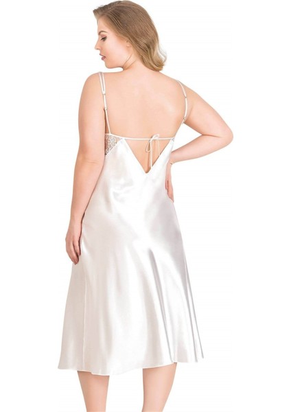 Büyük Beden Ekru Uzun Ikili Saten Sabahlık Gecelik Takımı fırsatları