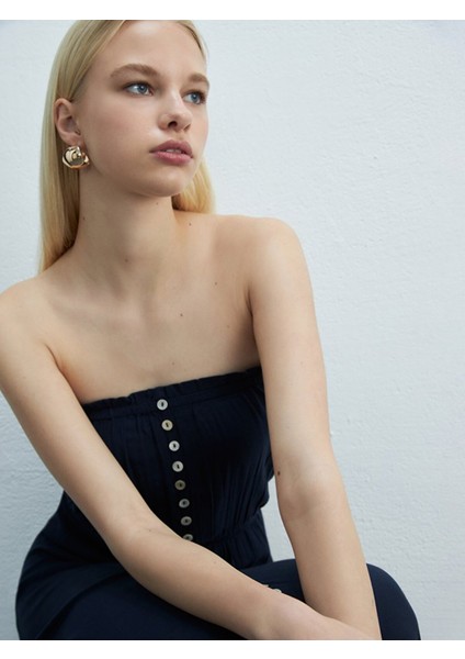 Kadın Basıc Düğmeli Lacivert Elbise indirimleri