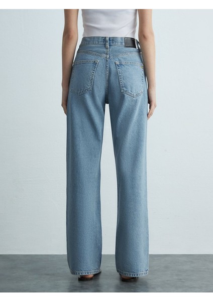 Kadın Vanetta Düz Paça Yüksek Bel Jean Pantolon modelleri