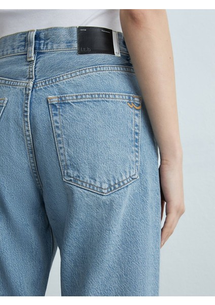 Kadın Vanetta Düz Paça Yüksek Bel Jean Pantolon indirimleri