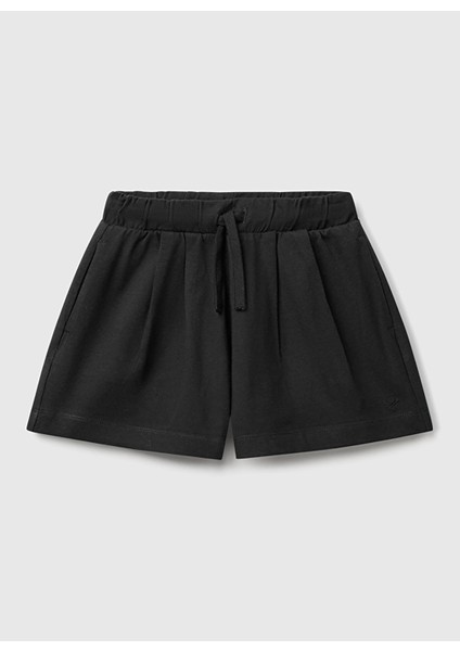 Normal Bel Regular Fit Siyah Kız Çocuk Şort 3BL0C903I