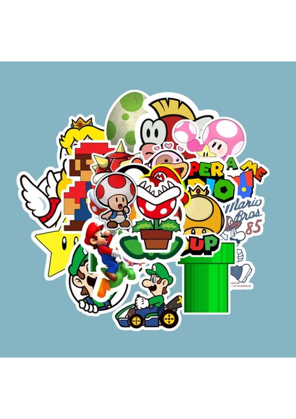 Super Mario Sticker Paketi -Bullet Journal - Ajanda - Planner - Defter - Laptop Etiket Çıkartma Çok Renkli 10 x 15 Paket Boyutu 3 x 5 cm Stickerlar Paket Içeriği 25 Adet Dadi Ramba Sticker