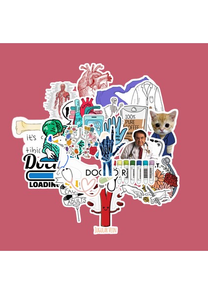Doktor Sticker Paketi -Bullet Journal - Ajanda - Planner - Defter - Laptop Etiket Çıkartma Çok Renkli 10 x 15 Paket Boyutu 3 x 5 cm Stickerlar Paket Içeriği 25 Adet Dadi Ramba Sticker
