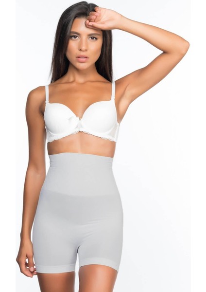 Ekru Mı Emay 2075 Yüksek Bel Desenli Double Kısa Paça Korse