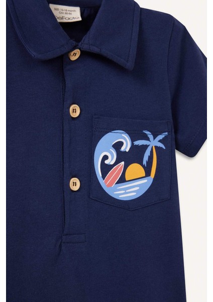 Erkek Bebek Polo Yaka Palmiye Desenli Kısa Kollu Tulum C5916A525SM fiyatları