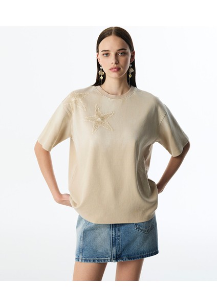 Nakışlı Oversıze T-Shırt TS1250070238003