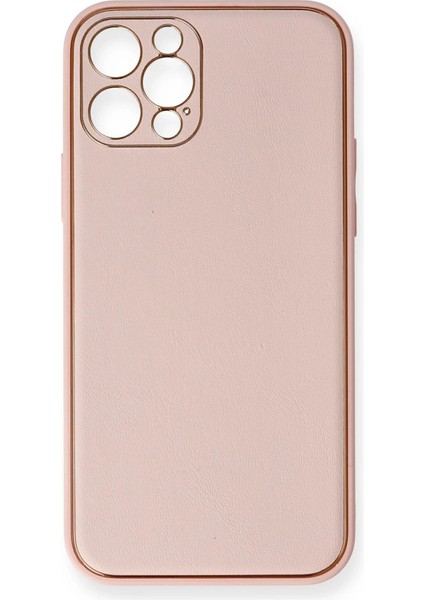 Iphone 12 Pro Kılıf Coco Deri Silikon Kapak - Pembe Bstmy