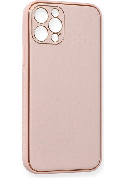 Iphone 12 Pro Kılıf Coco Deri Silikon Kapak - Pembe Bstmy
