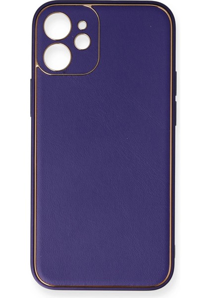 Iphone 12 Mini Kılıf Coco Deri Silikon Kapak - Mor Bstmy